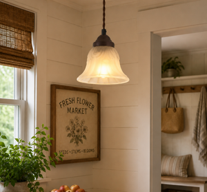 Frosted Rib and Taper Flare Glass Pendant Light