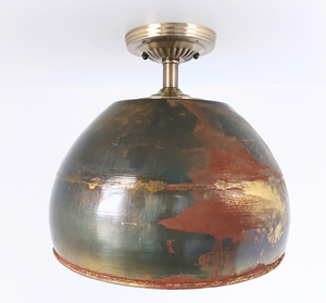 Antique Dark Brassy Gold Large Rustic Bucket Ceiling Light - The Lamp Goods