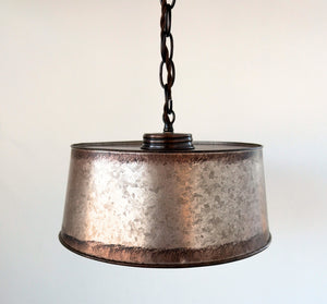 Copper-Edge Galvanized Farm Drum Pendant Light - The Lamp Goods
