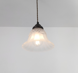 Frosted Rib and Taper Flare Glass Pendant Light