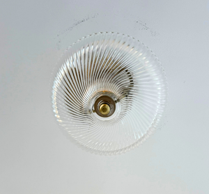 Ribbed Glass Bowl Semi Flush Mount Light