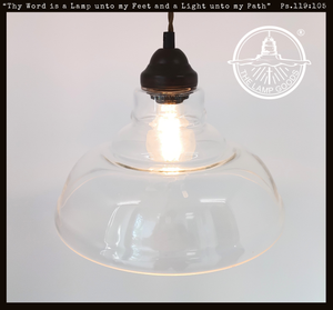 Vintage Clear Glass Stepped Dome Pendant Light