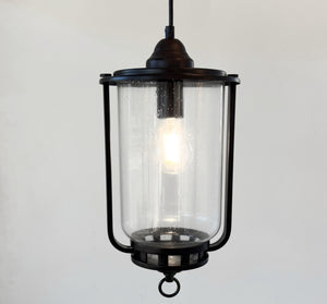 Farmhouse Clear Seeded Glass Lantern Pendant