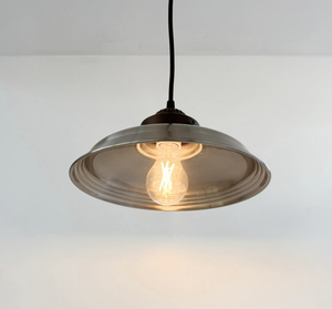 Classic Industrial Brushed Steel Dome Pendant Light | 10.5" Width - The Lamp Goods