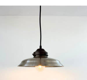 Classic Industrial Brushed Steel Dome Pendant Light | 10.5" Width - The Lamp Goods