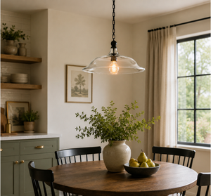Clear Glass Wide Dome Pendant Light
