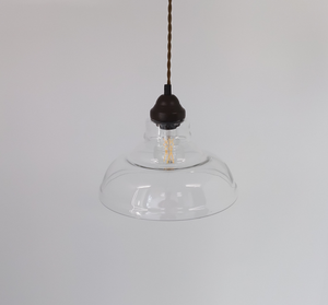 Vintage Clear Glass Stepped Dome Pendant Light