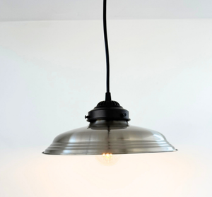 Classic Industrial Brushed Steel Dome Pendant Light | 10.5" Width - The Lamp Goods