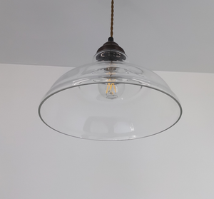 Vintage Clear Glass Stepped Dome Pendant Light