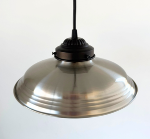 Classic Industrial Brushed Steel Dome Pendant Light | 10.5" Width - The Lamp Goods