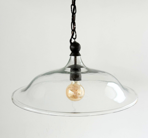 Clear Glass Wide Dome Pendant Light