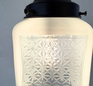 Vintage Diamond-Pattern Square Glass Pendant Light