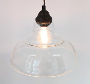 Vintage Clear Glass Stepped Dome Pendant Light