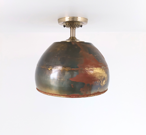 Antique Dark Brassy Gold Large Rustic Bucket Ceiling Light - The Lamp Goods