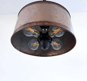 Copper-Edge Galvanized Farm Drum Pendant Light - The Lamp Goods