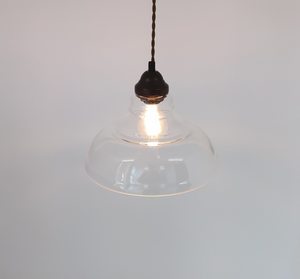 Vintage Clear Glass Stepped Dome Pendant Light