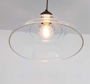 Vintage Clear Glass Stepped Dome Pendant Light