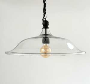 Clear Glass Wide Dome Pendant Light