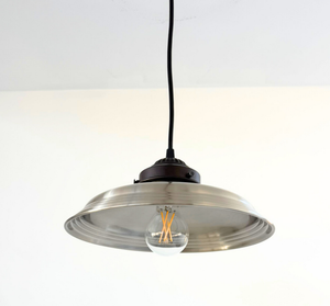 Classic Industrial Brushed Steel Dome Pendant Light | 10.5" Width - The Lamp Goods