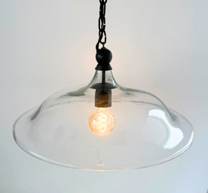 Clear Glass Wide Dome Pendant Light