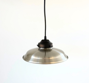 Classic Industrial Brushed Steel Dome Pendant Light | 10.5" Width - The Lamp Goods