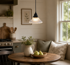 Delicate Petite Scallop Ribbed Glass Pendant Light
