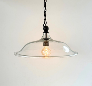 Clear Glass Wide Dome Pendant Light