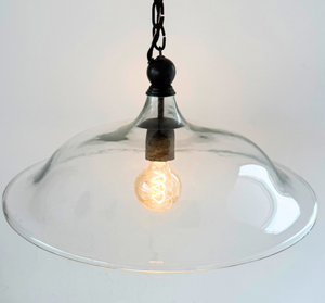 Clear Glass Wide Dome Pendant Light