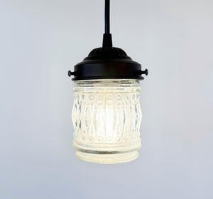 Vintage Hobnail Barrel Glass Pendant Light