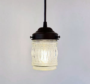 Vintage Hobnail Barrel Glass Pendant Light