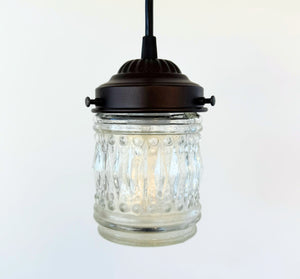Vintage Hobnail Barrel Glass Pendant Light