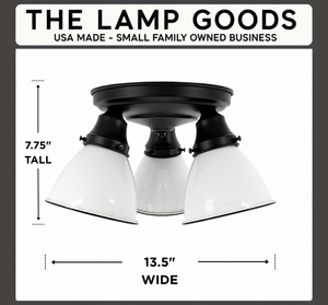 Petite White Enamel Trio Ceiling Light