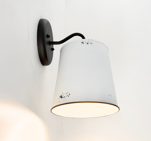 Farmhouse White Barn Metal Distressed Wall Sconce