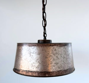 Copper-Edge Galvanized Farm Drum Pendant Light - The Lamp Goods