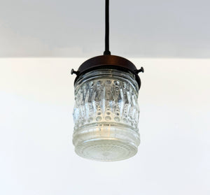 Vintage Hobnail Barrel Glass Pendant Light