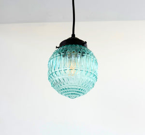 Rare Blue Diamond Cut Globe Pendant Light | 6" Width - The Lamp Goods