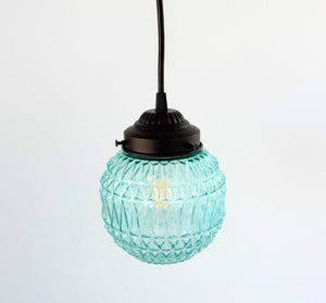 Rare Blue Diamond Cut Globe Pendant Light | 6" Width - The Lamp Goods