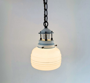 Industrial Milk Glass Utility Pendant Light