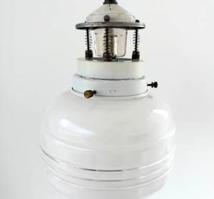 Industrial Milk Glass Utility Pendant Light