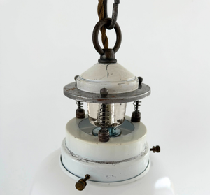 Industrial Milk Glass Utility Pendant Light