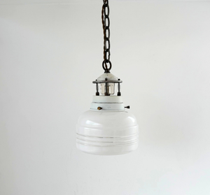 Industrial Milk Glass Utility Pendant Light