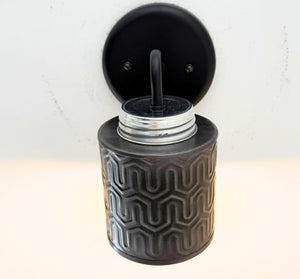 Petite Industrial Hexline Metal Wall Sconce - The Lamp Goods