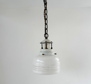 Industrial Milk Glass Utility Pendant Light