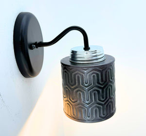 Petite Industrial Hexline Metal Wall Sconce - The Lamp Goods
