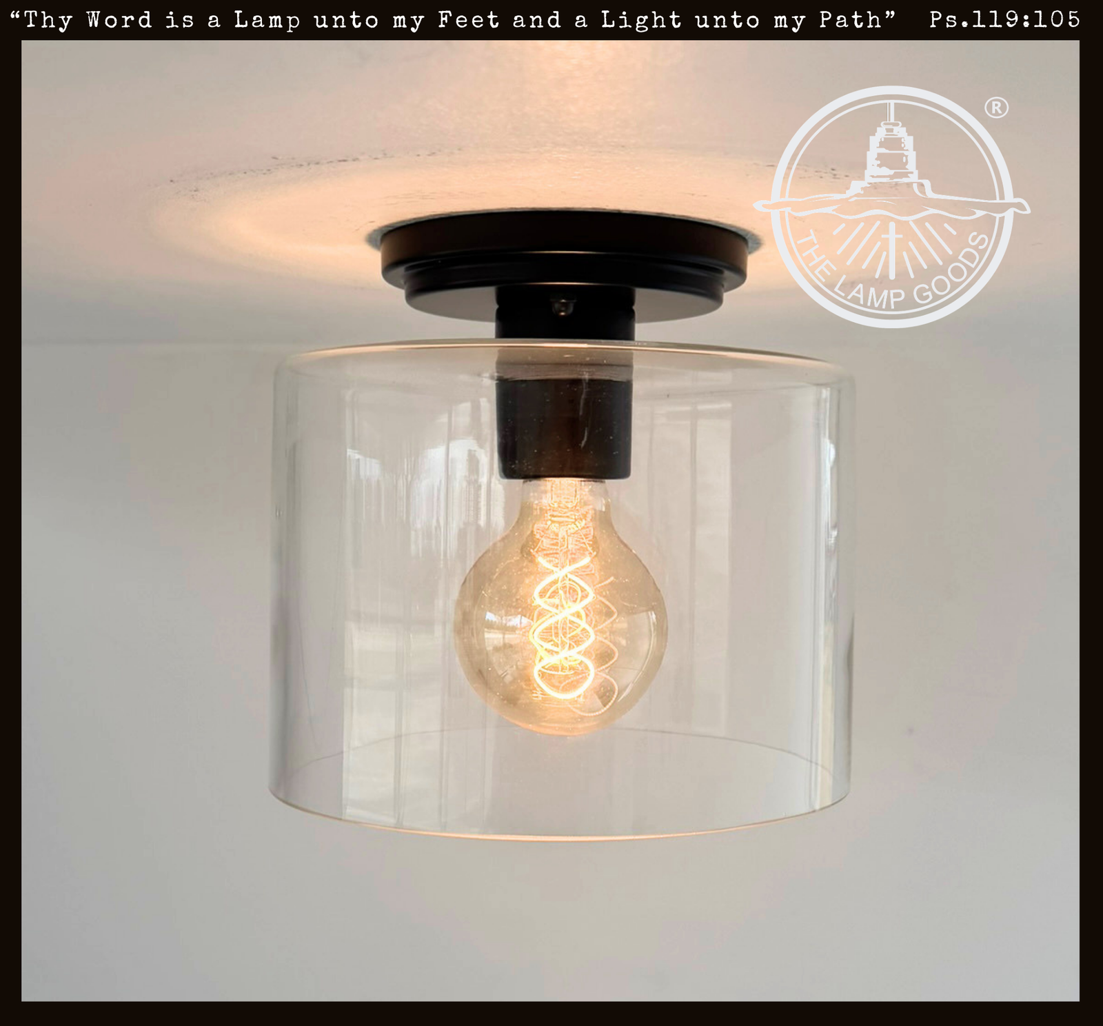 Modern Farmhouse Clear Glass Cylinder Flush Mount Light - The Lamp Goods