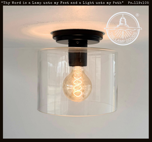 Modern Farmhouse Clear Glass Cylinder Flush Mount Light