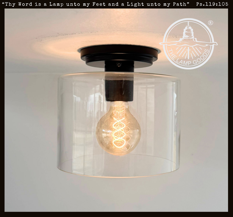 Modern Farmhouse Clear Glass Cylinder Flush Mount Light