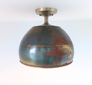 Antique Dark Brassy Gold Large Rustic Bucket Ceiling Light - The Lamp Goods
