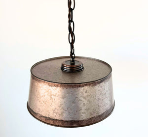 Copper-Edge Galvanized Farm Drum Pendant Light - The Lamp Goods