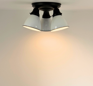 Petite White Enamel Trio Ceiling Light